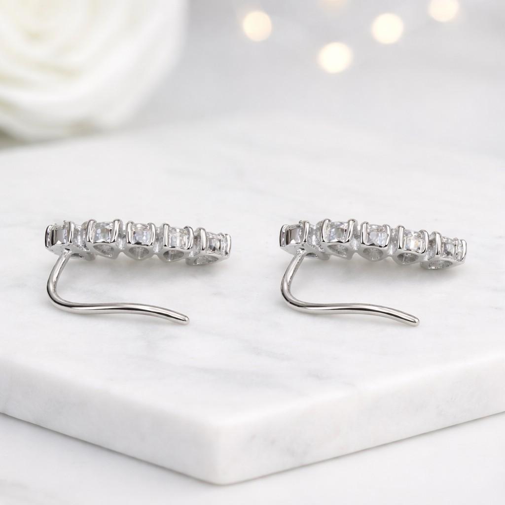 lab grown diamond earrings pear earrings ear climber earrings rose gold earrings 14k gold earrings moissanite earrings