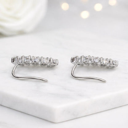 lab grown diamond earrings pear earrings ear climber earrings rose gold earrings 14k gold earrings moissanite earrings