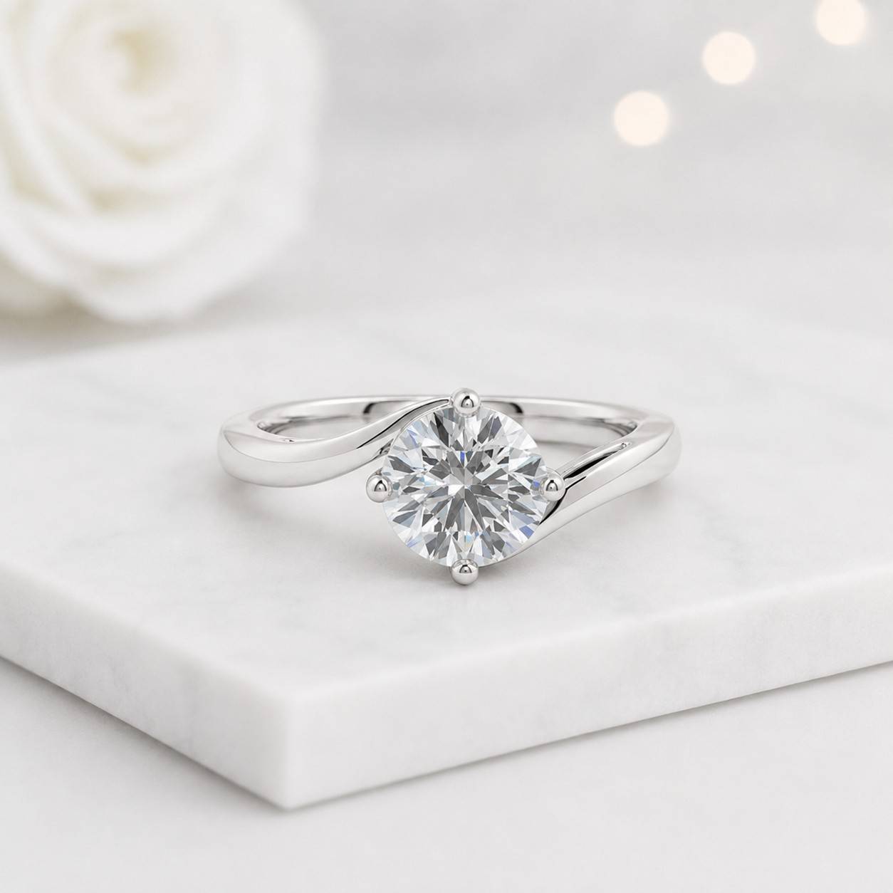 lab grown diamond ring gold engagement ring round solitaire ring twisted band ring