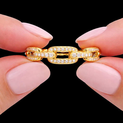 lab grown diamond ring moissanite chain ring cz pave ring cubic zirconia jewelry simulated diamond ring diamond alternative ring ethical diamond ring eco jewelry