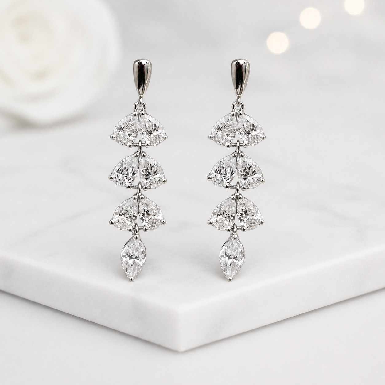 lab grown earrings drop earrings dangle earrings statement earrings bridal earrings long earrings crystal earrings