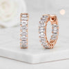 Emerald Cut Lab Grown Diamond Hoop Huggie Earrings