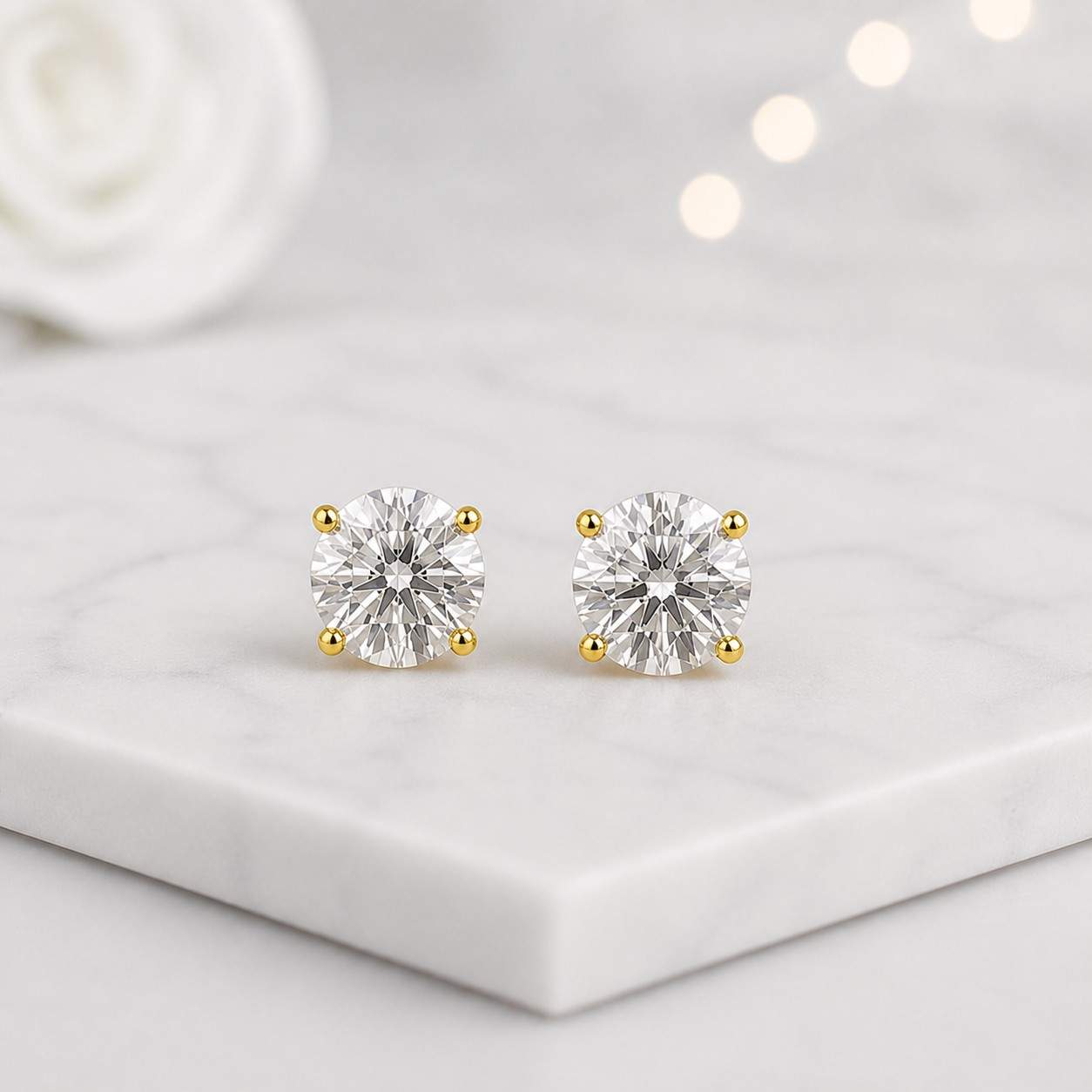 lab grown earrings round stud earrings solitaire earrings stud earrings four prong earrings classic studs round earrings