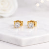 Round Cut Lab Grown Diamond Stud Earrings in 14K Yellow Gold