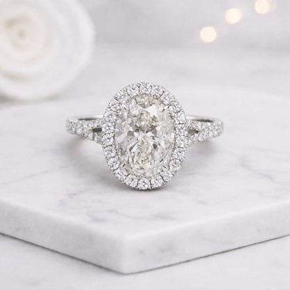 lab grown jewelry lab diamond halo oval moissanite oval cubic zirconia diamond alternative ethical engagement