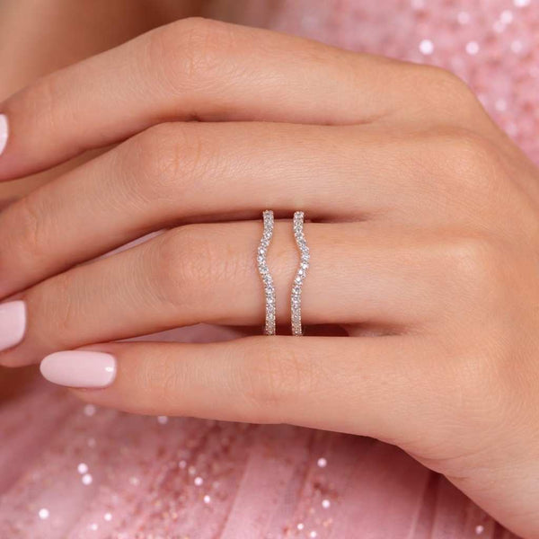 lab grown ring chevron band curved diamond band wishbone band stacking band contour wedding band nesting wedding band