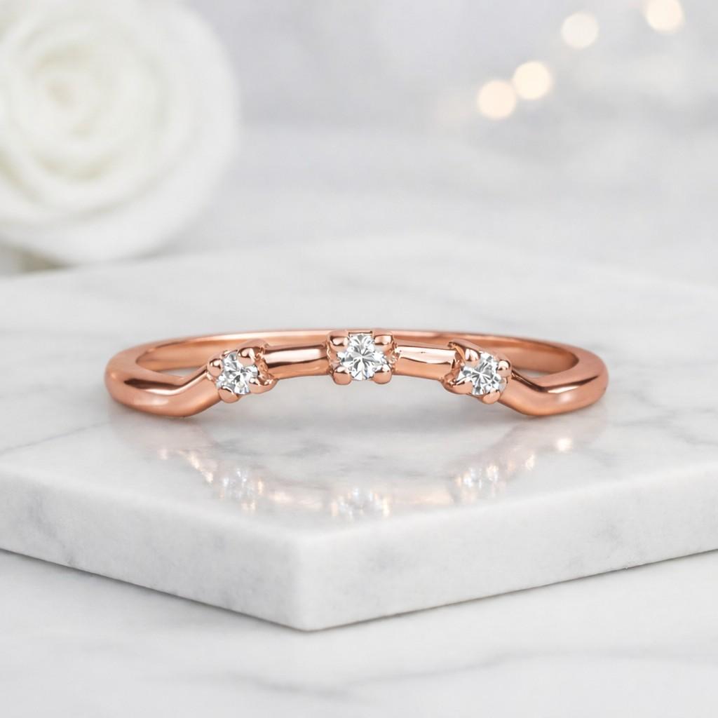 lab grown ring curved ring contour ring stacking ring wedding band enhancer ring chevron ring diamond band