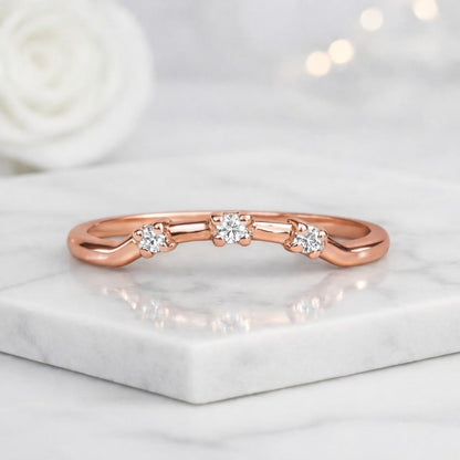 lab grown ring curved ring contour ring stacking ring wedding band enhancer ring chevron ring diamond band