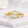 Round Cut Lab Grown Diamond Half Eternity Twisted Wedding Band