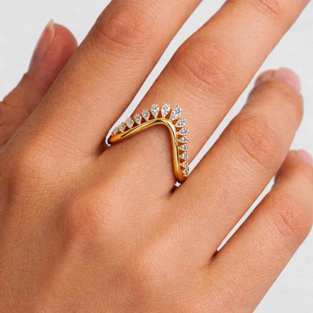 lab grown ring lab diamond band diamond chevron ring curved diamond band pave diamond ring half eternity ring