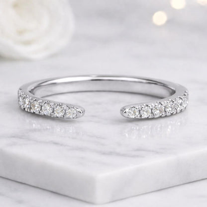 lab grown ring lab diamond ring open engagement ring bypass ring pave band thin wedding band contour wedding band