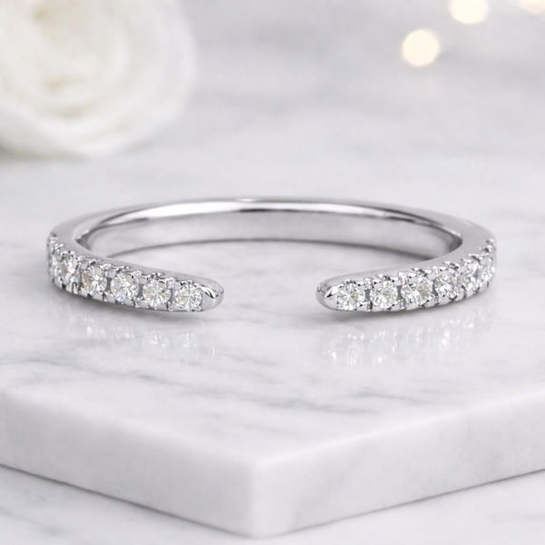 lab grown ring lab diamond ring open engagement ring bypass ring pave band thin wedding band contour wedding band