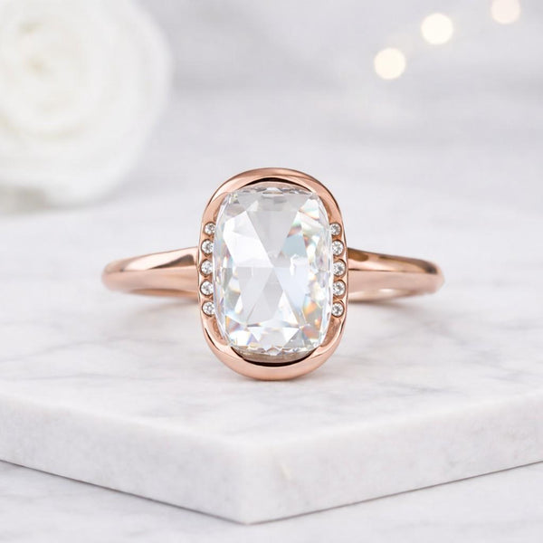 lab grown ring rose gold ring bezel ring solitaire ring statement ring women ring promise ring fine jewelry elegant ring