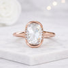 Rose Cut Elongated Cushion Lab Grown Diamond Bezel Set Engagement Ring