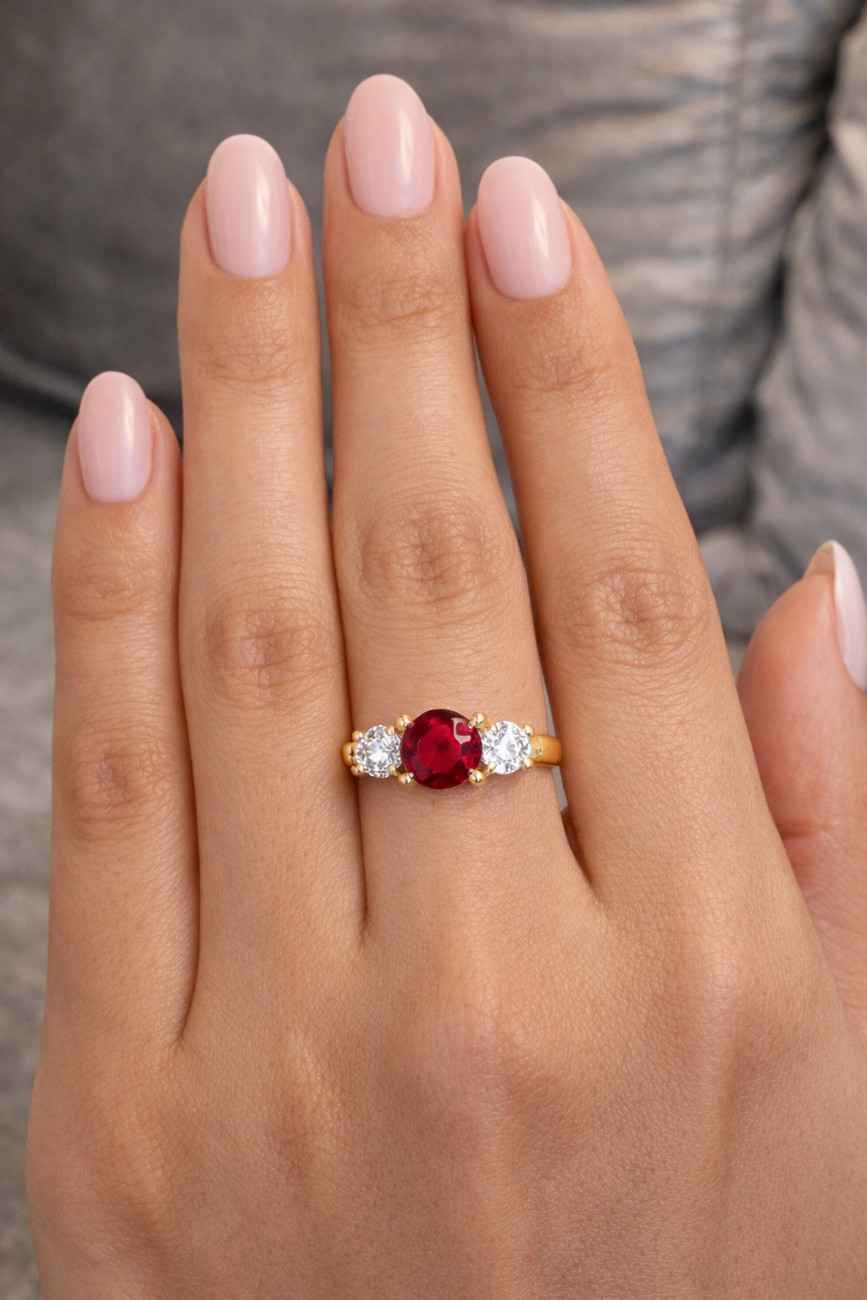 lab grown ruby engagement ring