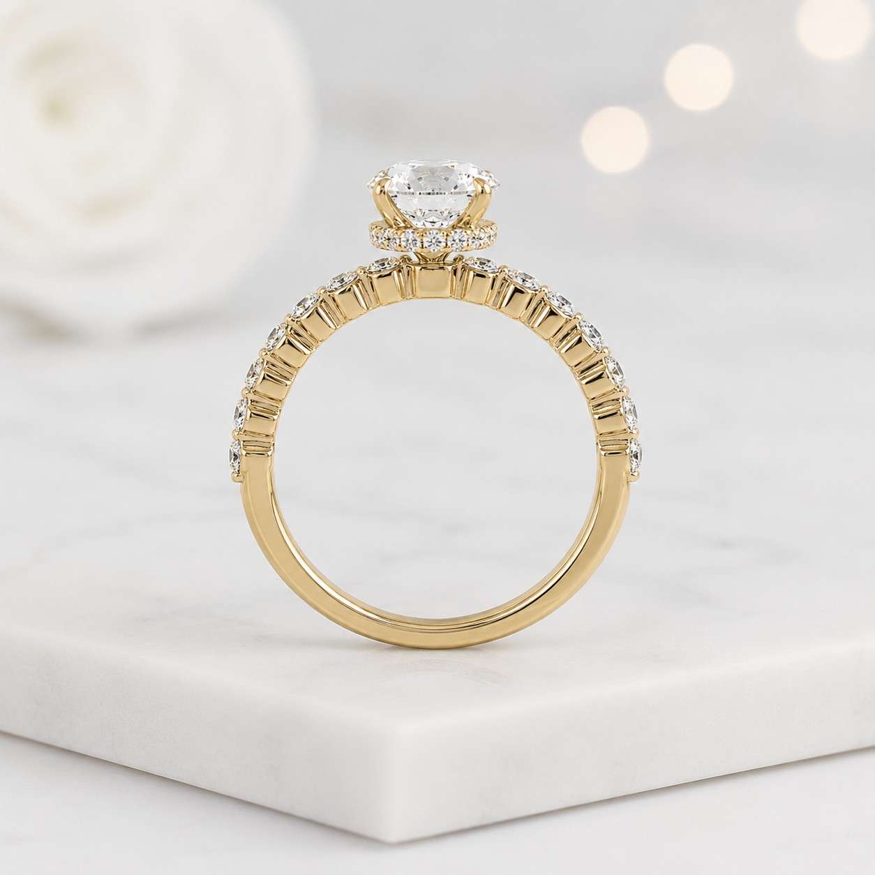 oval cut ring center stone ring side stone ring micro pave ring rose gold jewelry bridal jewelry