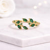 Emerald Marquise Cut Leaf Ring in 14K Yellow Gold