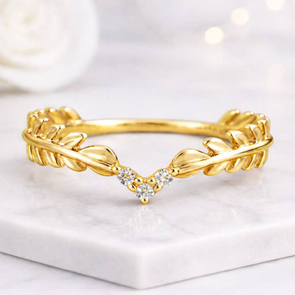 leaf ring vine ring branch ring nature ring laurel ring olive leaf ring twig ring open ring chevron ring wishbone ring