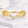 14K Gold Leaf Diamond V Stacking Ring for Women