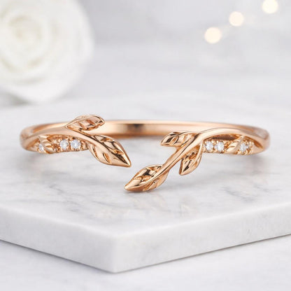 leaf ring vine ring branch ring nature ring open ring adjustable ring wrap ring floral ring