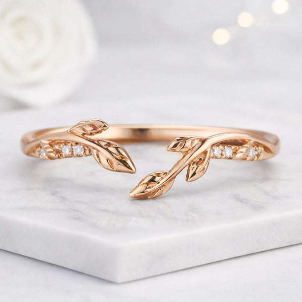 leaf ring vine ring branch ring nature ring open ring adjustable ring wrap ring floral ring