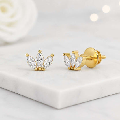 lotus stud earrings flower stud earrings marquise stud earrings tiny stud earrings gold stud earrings leaf stud earrings petite earrings everyday earrings