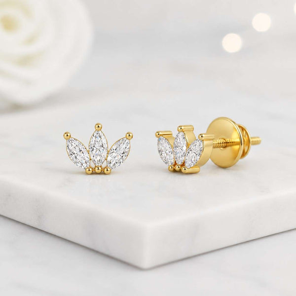 lotus stud earrings flower stud earrings marquise stud earrings tiny stud earrings gold stud earrings leaf stud earrings petite earrings everyday earrings