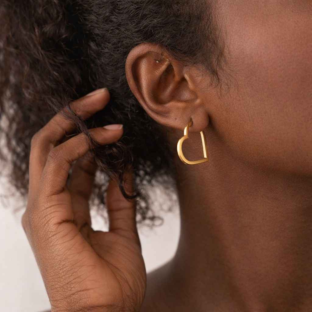 love shape earrings statement hoops chic jewelry fine jewelry fashion accessory daily wear earrings sleek jewelry