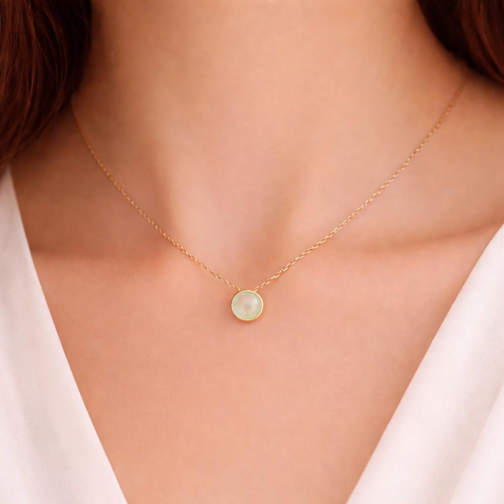 lover jewelry crystal necklace polished pendant round necklace trendy necklace stylish necklace fashion jewelry classic necklace delicate necklace thin chain necklace charm necklace
