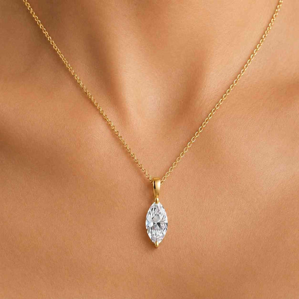 marquise cut necklace marquise stone pendant drop pendant vertical pendant single stone necklace gold chain necklace fine pendant everyday jewelry