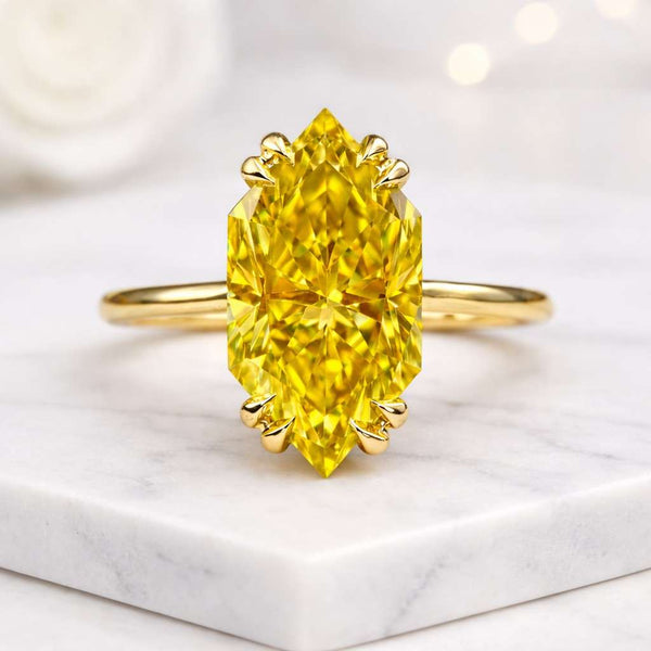 marquise cut ring elongated ring geometric ring pointed ring faceted ring yellow crystal ring rose gold ring solitaire jewelry gemstone accessory handmade jewelry