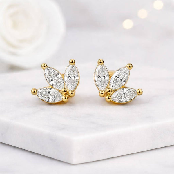 marquise earrings gold stud earrings leaf earrings cluster earrings crystal earrings women earrings dainty earrings tiny stud earrings