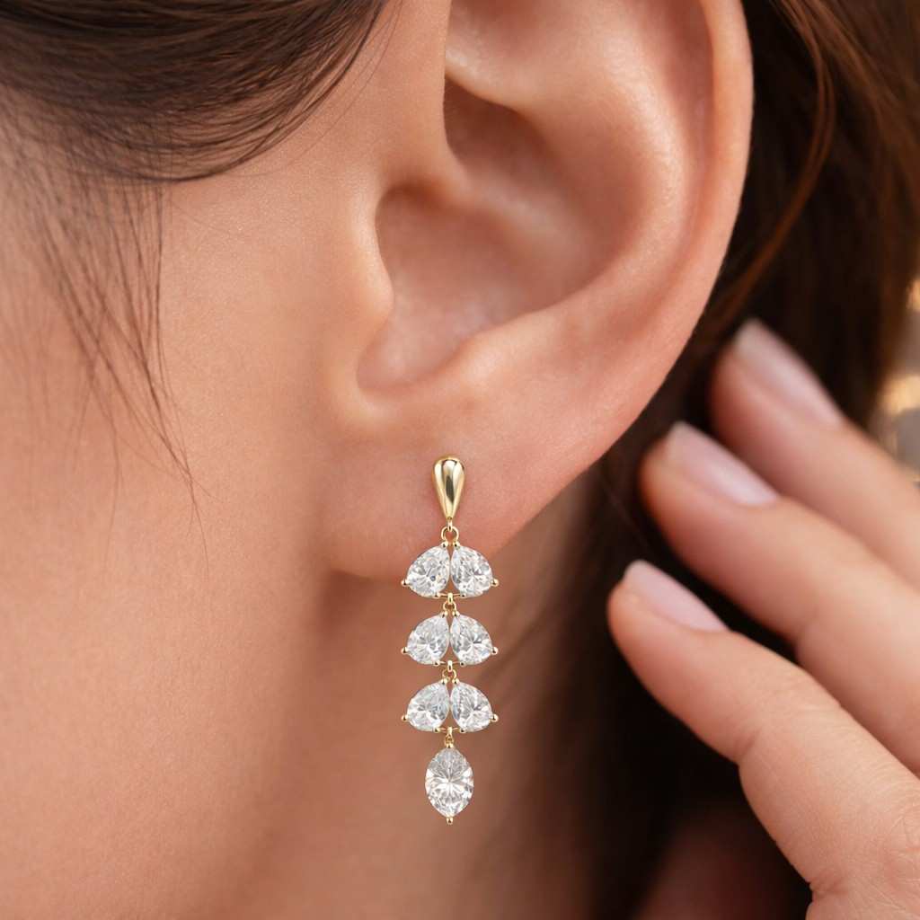 marquise earrings trillion earrings fan earrings geometric earrings stacked shape earrings layered earrings pointed stone earrings