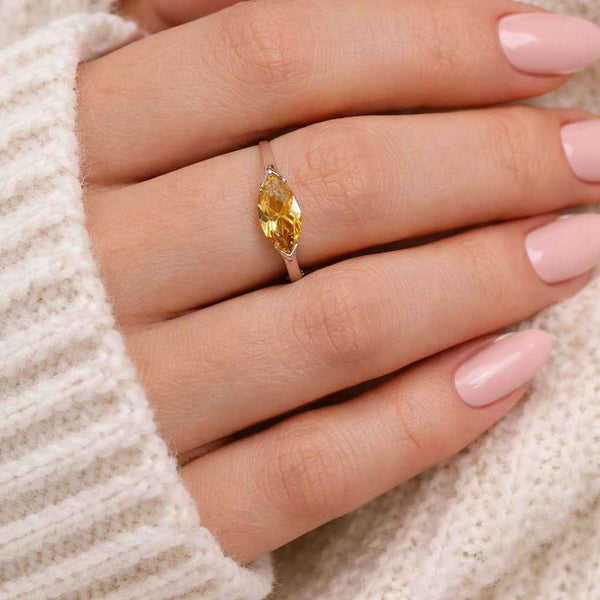marquise engagement ring marquise solitaire gold band ring yellow crystal ring yellow gemstone ring citrine style ring