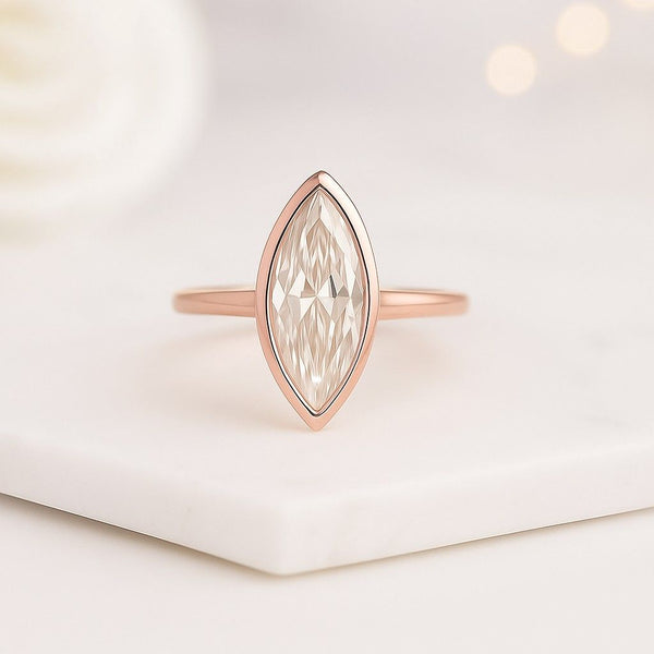 marquise ring bezel ring solitaire ring lab grown ring thin band ring rose gold ring statement ring