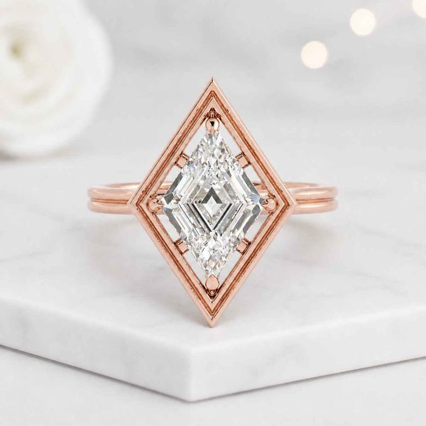 marquise ring geometric ring diamond frame ring kite ring rose gold ring statement ring engagement ring
