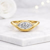 East West Marquise Cut Lab Grown Diamond Bezel Set Engagement Ring