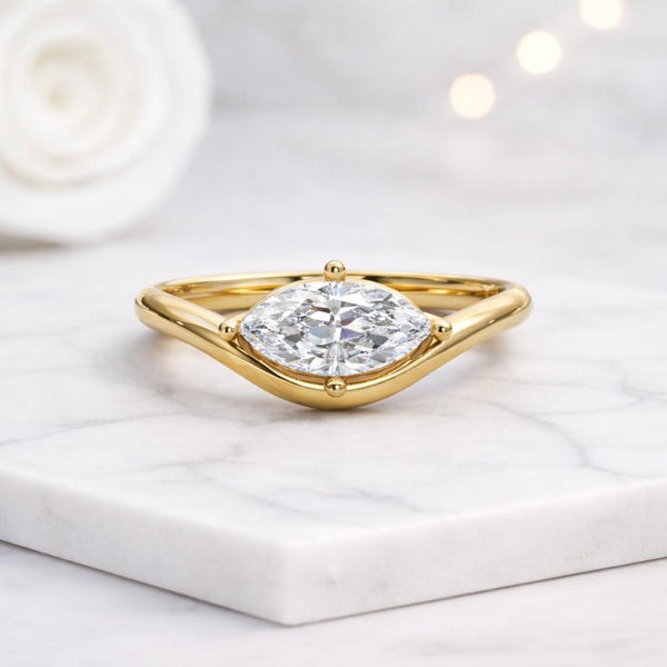 marquise ring gold ring solitaire ring promise ring v ring chevron ring curved ring stacking ring dainty ring minimal ring