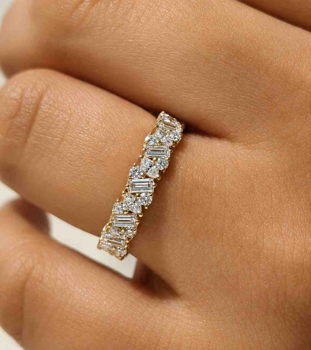 marquise ring mixed cut ring luxury ring fine jewelry bridal ring women ring elegant ring slim band sparkling ring statement band
