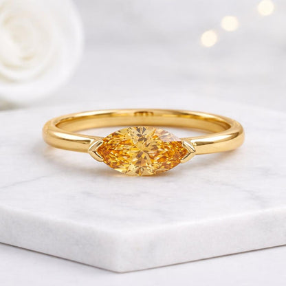 marquise ring yellow stone ring solitaire ring gold ring gemstone ring statement ring fine jewelry women ring elegant ring