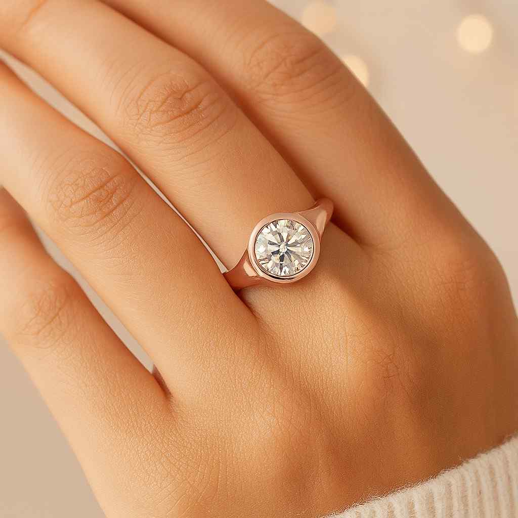 minimal ring handmade ring custom ring gift ring fashion ring stacking ring sleek ring clean design round stone bezel setting thick band