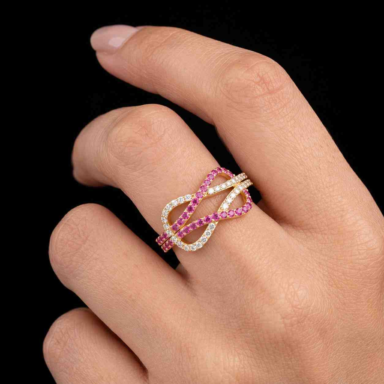 modern jewelry everyday jewelry luxury jewelry handcrafted ring unique jewelry gemstone band pink accent ring white accent ring anniversary ring birthday ring special gift fine jewelry quality ring women gift chic jewelry glamour ring