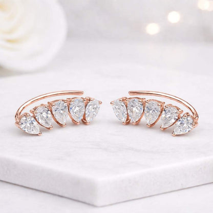 moissanite earrings moissanite ear climber cubic zirconia earrings cz earrings cz ear climber moissanite bridal earrings
