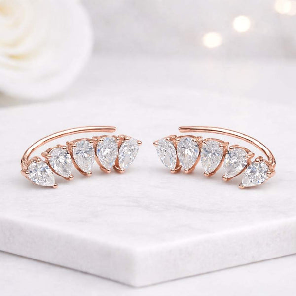 moissanite earrings moissanite ear climber cubic zirconia earrings cz earrings cz ear climber moissanite bridal earrings