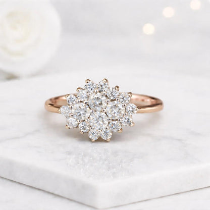 moissanite ring moissanite engagement ring moissanite flower ring moissanite cluster ring moissanite bridal ring