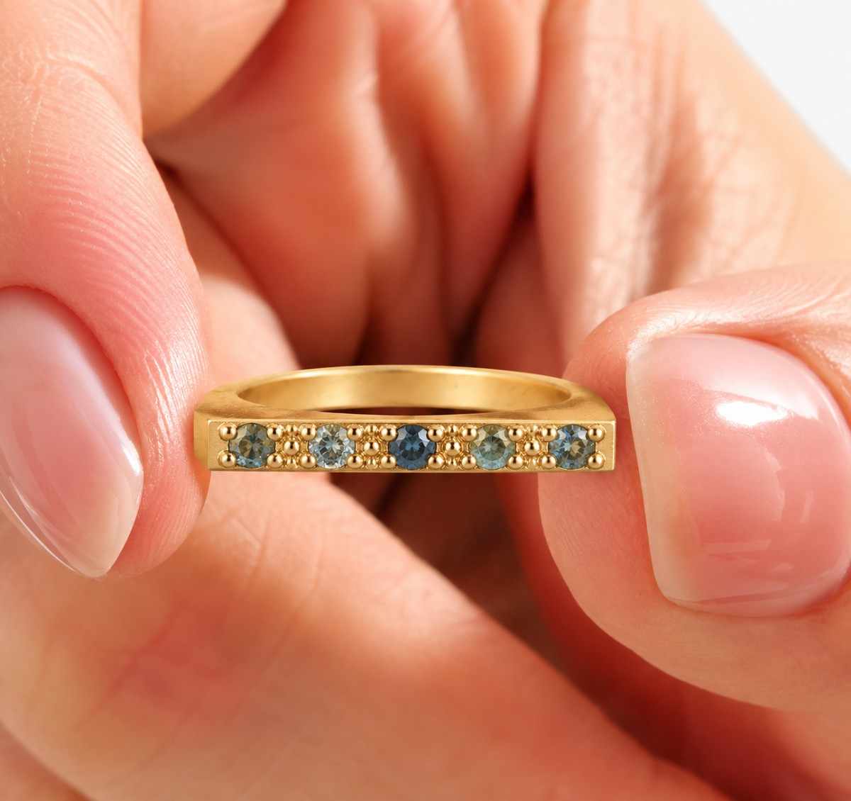 montana sapphire ring gold sapphire ring blue gemstone ring round cut ring geometric ring