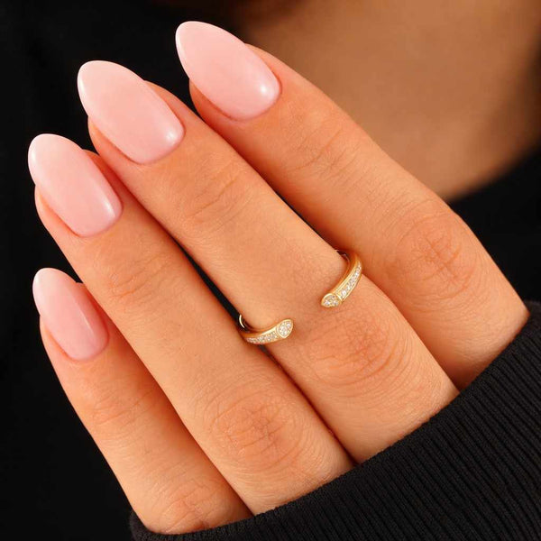 nail head ring open cuff jewelry bypass band pave band crystal band stack ring midi ring pinky ring knuckle ring