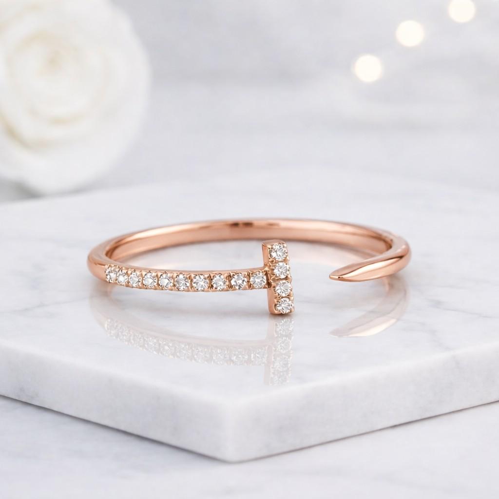 nail ring open ring pave ring crystal ring gold ring dainty ring adjustable ring statement ring unique ring women ring