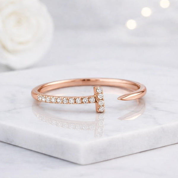 nail ring open ring pave ring crystal ring gold ring dainty ring adjustable ring statement ring unique ring women ring