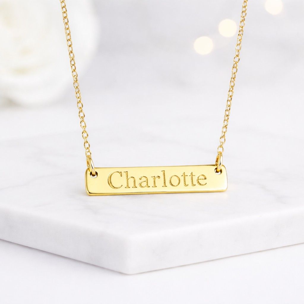 name necklace bar necklace custom necklace engraved necklace gold necklace silver necklace personalized necklace women
